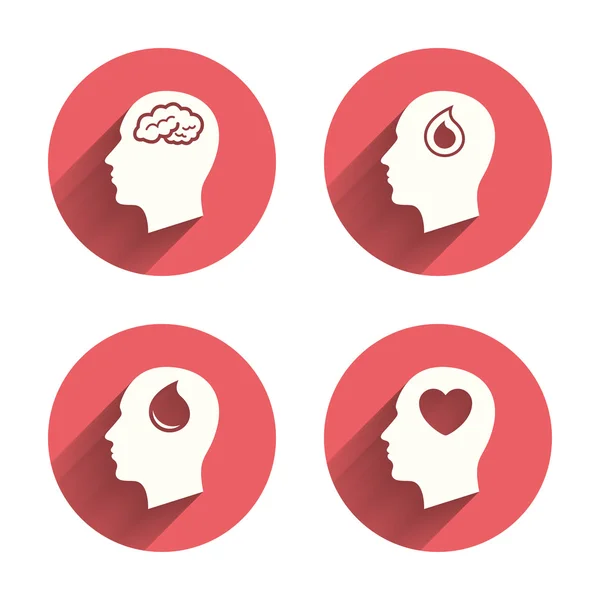 Head with brain icons — Stock Vector