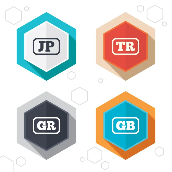 Iconos de idioma. JP, TR, GR — Vector de stock