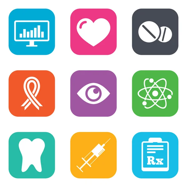 Medicine, medical health and diagnosis icons. — Stock Vector