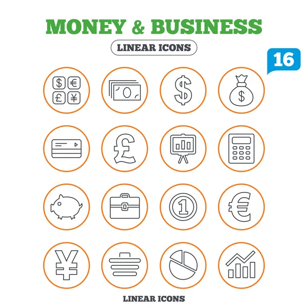 Dinheiro e ícones de negócios — Vetor de Stock