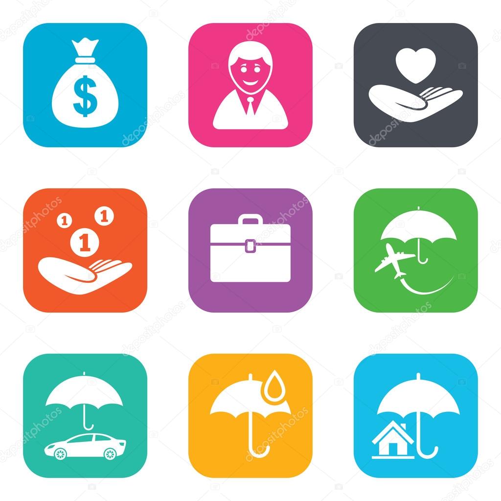 Insurance icons. Life, Real estate