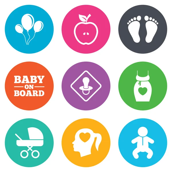 Pregnancy, maternity and baby care icons. — Stock Vector