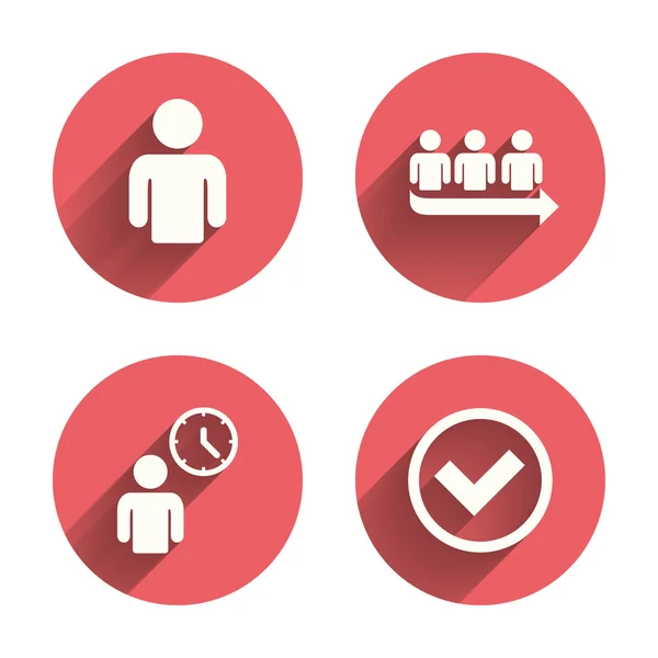 Queue icons. Person waiting — Stock Vector