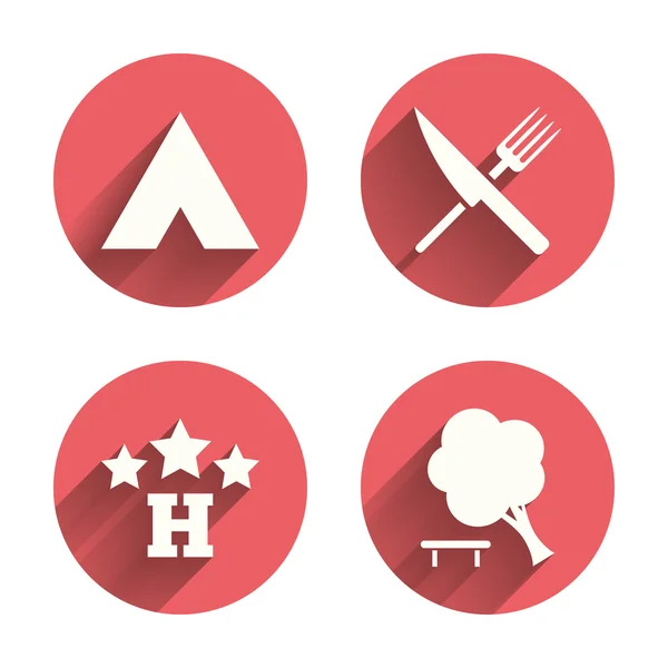 Nourriture, hôtel, tente de camping — Image vectorielle