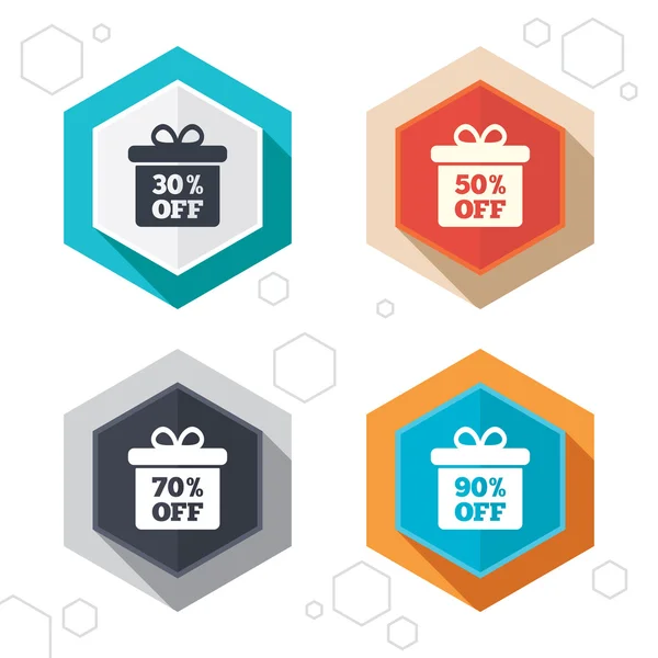 Sale gift box tag icons. — Stock Vector