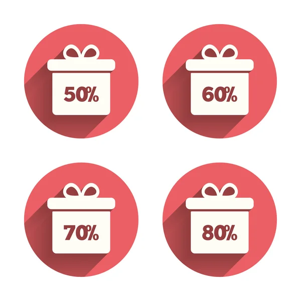 Sale gift box tag icons. — Stock Vector