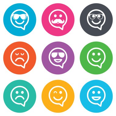 Simgeler gülümse. Güneş gözlüğü, bıyık ve gülüyor.