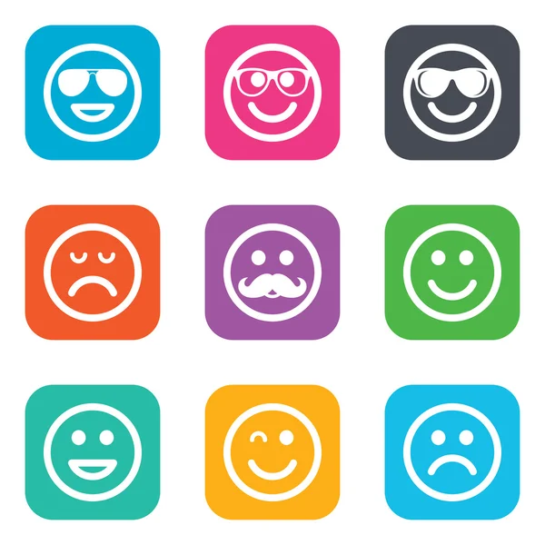 Simgeler gülümse. Güneş gözlüğü, bıyık ve gülüyor.