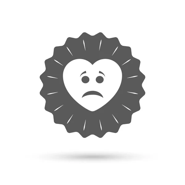 Triste icône de signe de visage coeur . — Image vectorielle