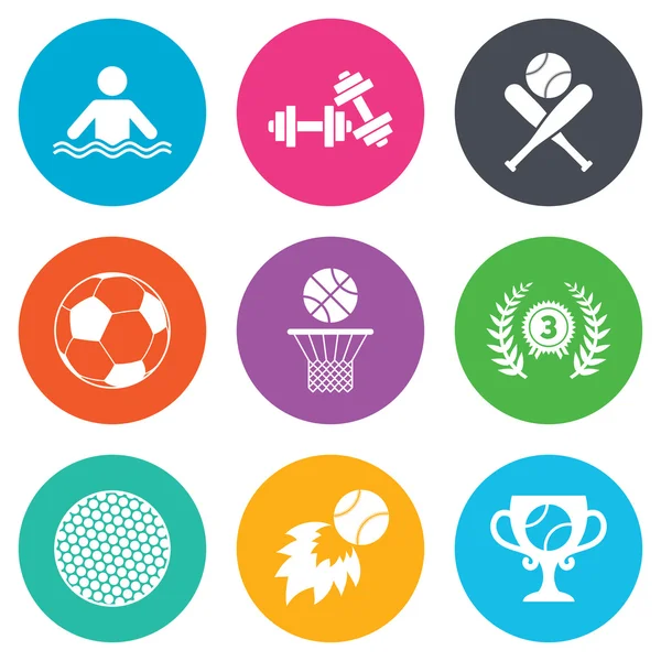 Sportovní hry, fitness ikony — Stockový vektor