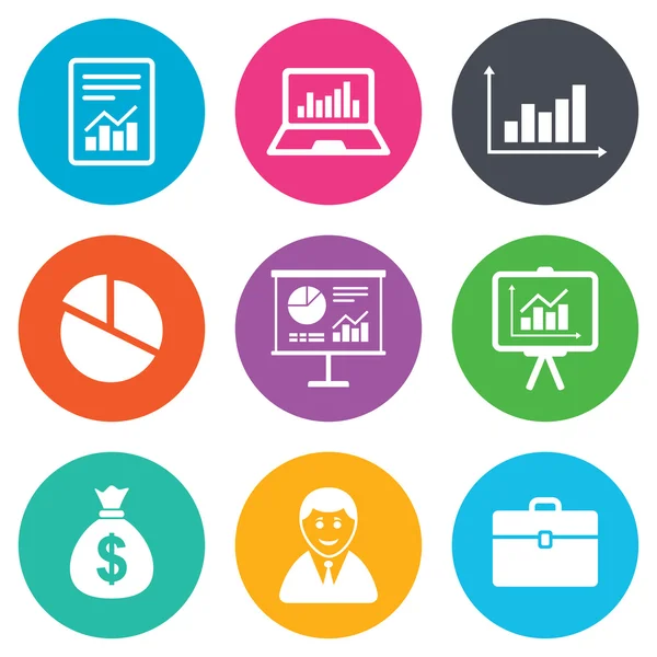 Statistiken, Buchhaltungssymbole. Schautafeln. — Stockvektor