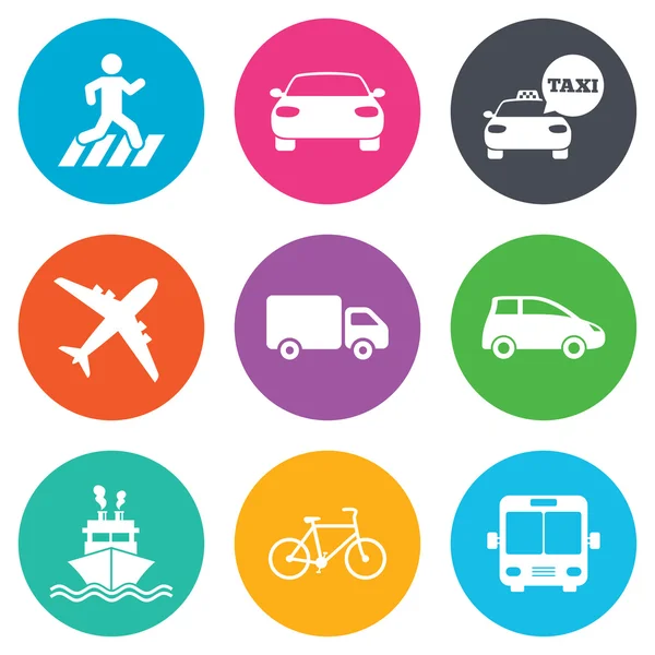 Iconos de transporte. coche, bicicleta, autobus — Vector de stock