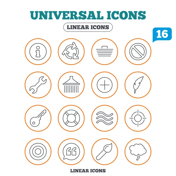Universalsymbole. Informationen, Einkaufen und Duschen — Stockvektor