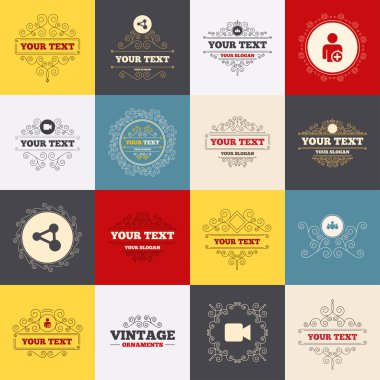 Grup insanlar ve paylaşım simgeler.