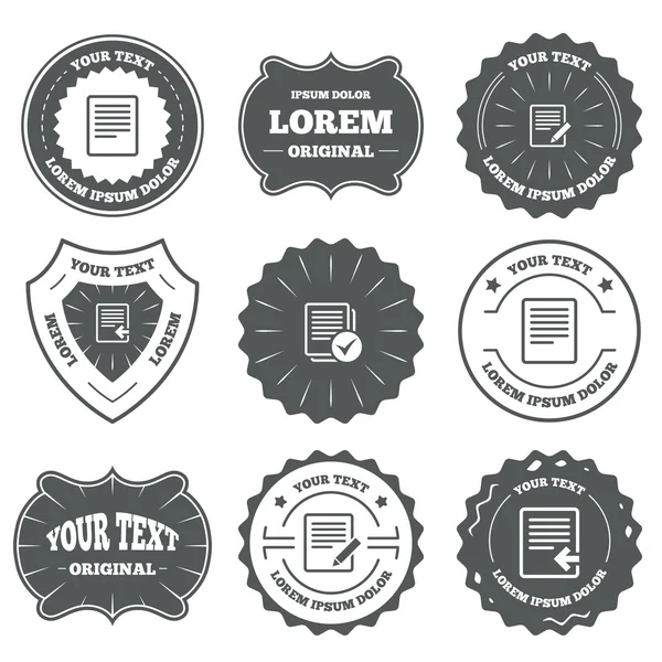 Document icons. Upload file and checkbox. — Stock Vector
