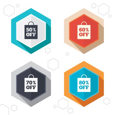 Satılık çanta etiketi simgeler.