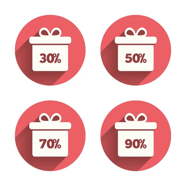 Sale gift box tag icons. — Stock Vector