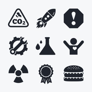 Dikkat radyasyon simgeler. Kimya şişesi.