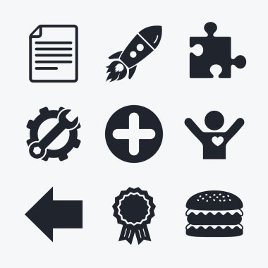 Artı daire ve bulmaca işaretleri.