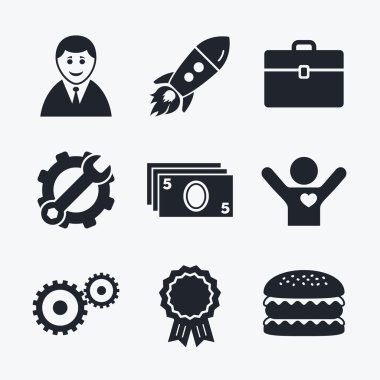 İşadamı işaretler. İnsan ve nakit para