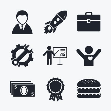 İşadamı işaretler. İnsan ve para