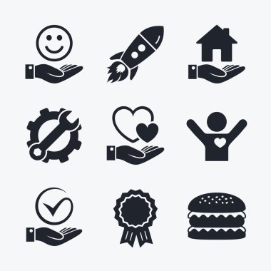 gülümseme ve el simgeleri