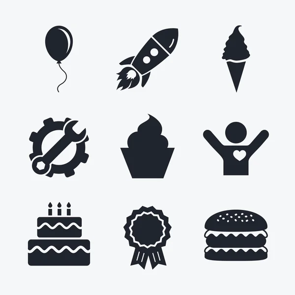 Iconos de fiesta de cumpleaños. — Archivo Imágenes Vectoriales