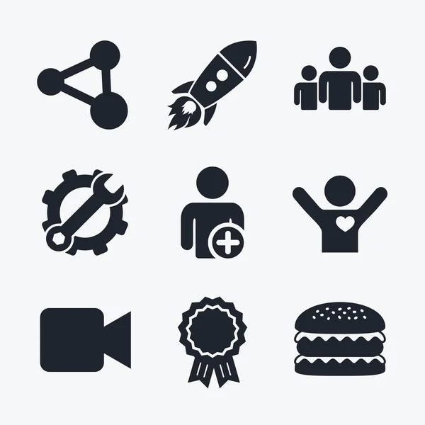 Gruppo di persone e condividere icone . — Vettoriale Stock