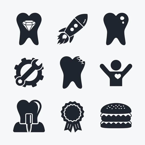 Iconos de cuidado dental. — Vector de stock