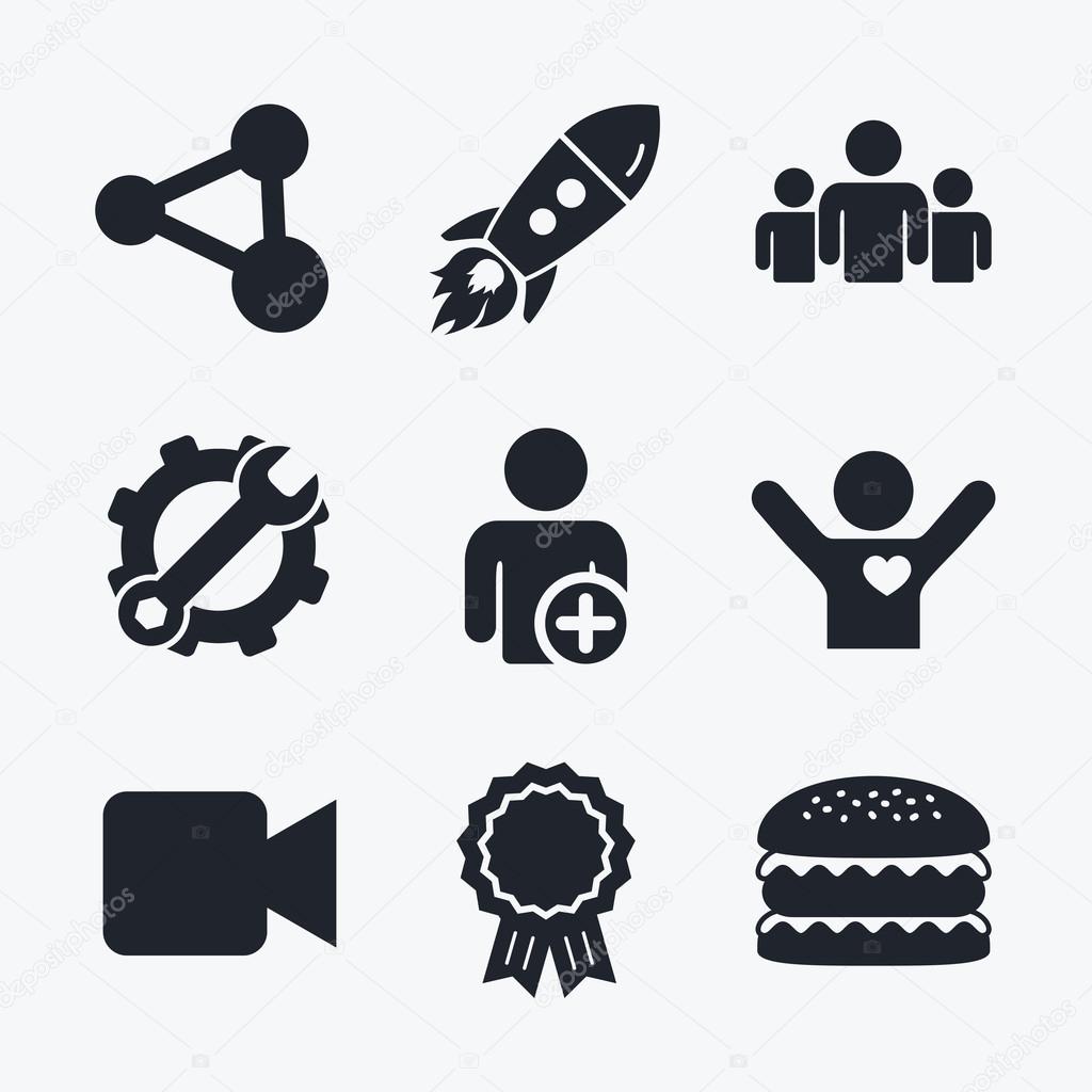 Group of people and share icons.