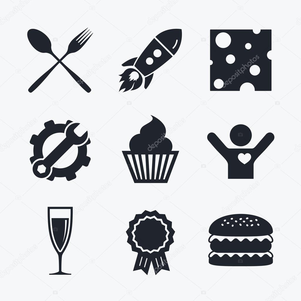 Food icons. Muffin cupcake symbol.