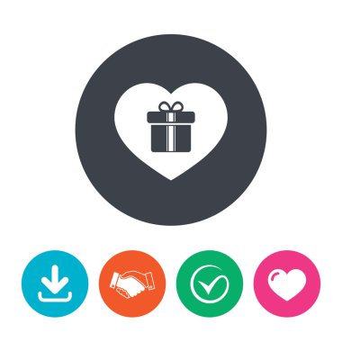 Hediye kutusu işareti simgesi. Aşk mevcut sembol.