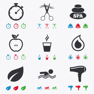 Spa, Kuaför simgeler. Yüzme Havuzu işareti.