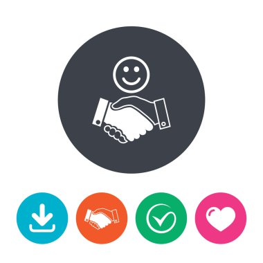 Gülümseme el sıkışma işareti simgesi.