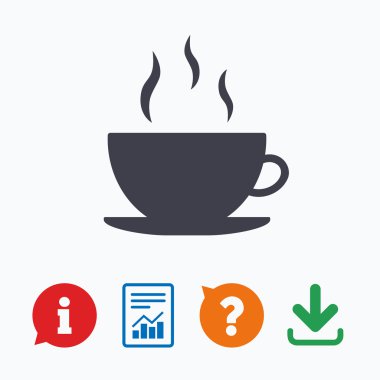 Kahve Kupası işareti simgesi. sıcak kahve düğmesi.