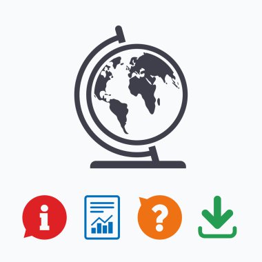 Küre işareti simgesi. Dünya harita Coğrafya sembolü.