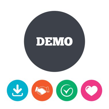 Demo işareti simgesi. Gösteri sembolü.