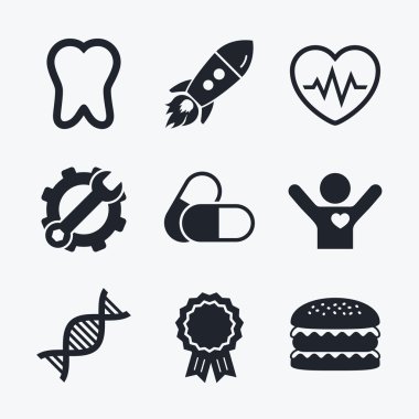 Tıbbi simgeler. Hap, diş, Dna