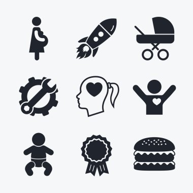 Annelik simgeler. Bebek bebek, gebelik, adamcağız.