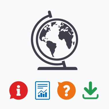 Küre işareti simgesi. Dünya harita Coğrafya sembolü.