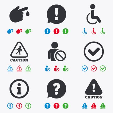 Dikkat ve ilgi simgeler. Bilgi işaretleri.