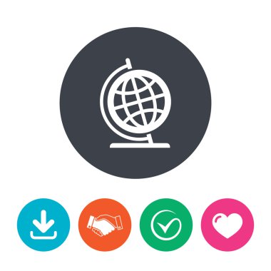 Küre işareti simgesi. Coğrafya sembolü.