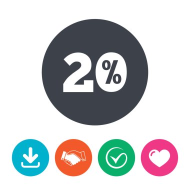 yüzde 20 indirim işareti simgesi. satış sembol.