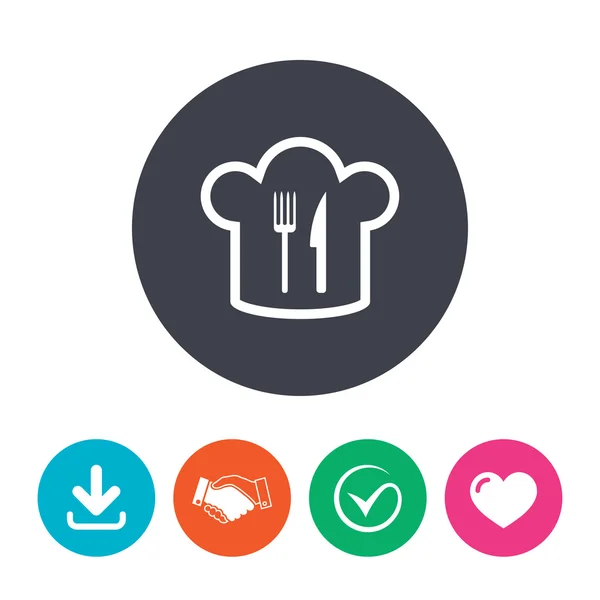 Chef-kok hoed teken pictogram. koken symbool. — Stockvector