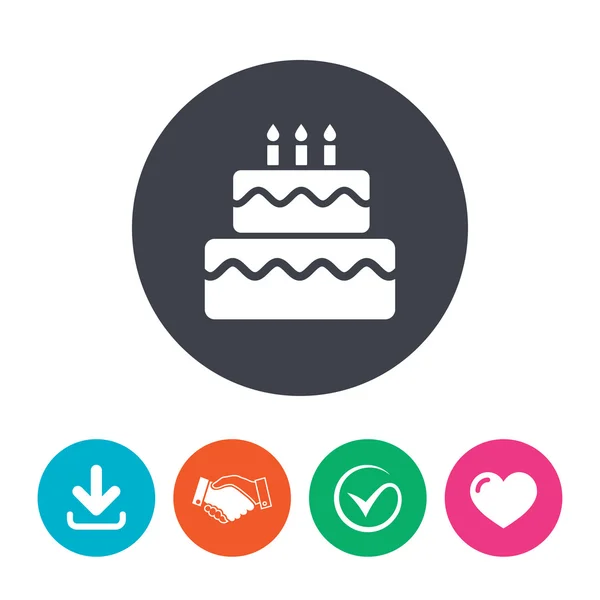 Verjaardag cake teken pictogram. — Stockvector