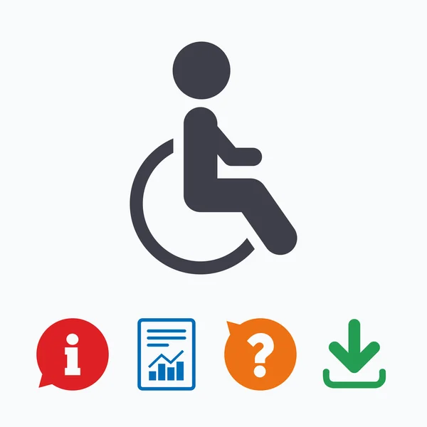 Handicap teken pictogram. mens op rolstoelsymbool. — Stockvector