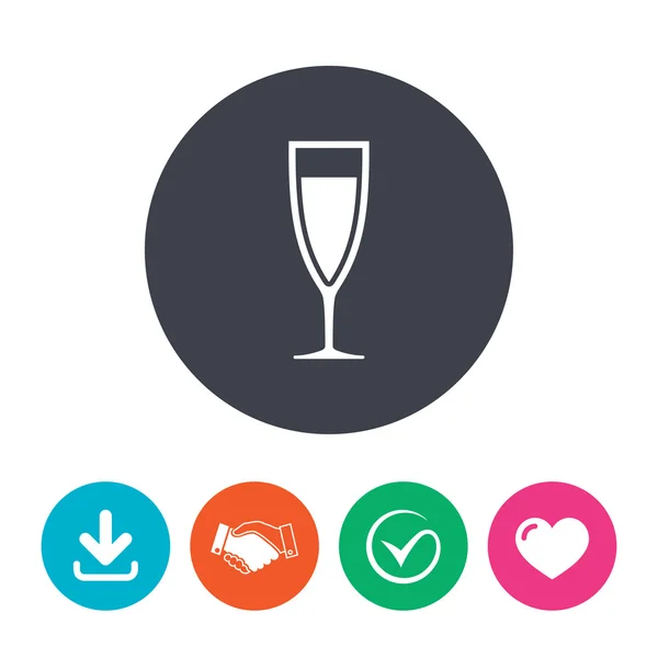 Glas champagne teken pictogram. — Stockvector