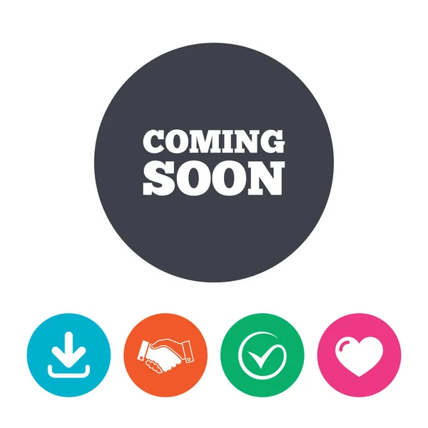 Coming soon icon. Promotion announcement symbol. — Stock Vector