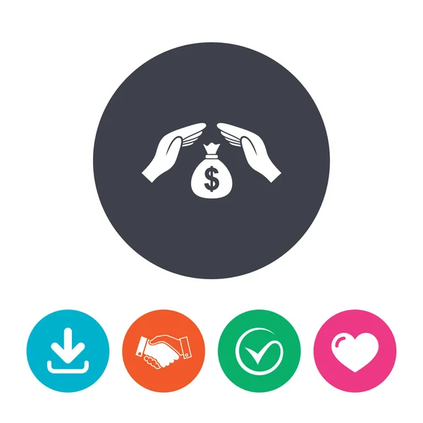 Icono de signo de dinero protección — Vector de stock