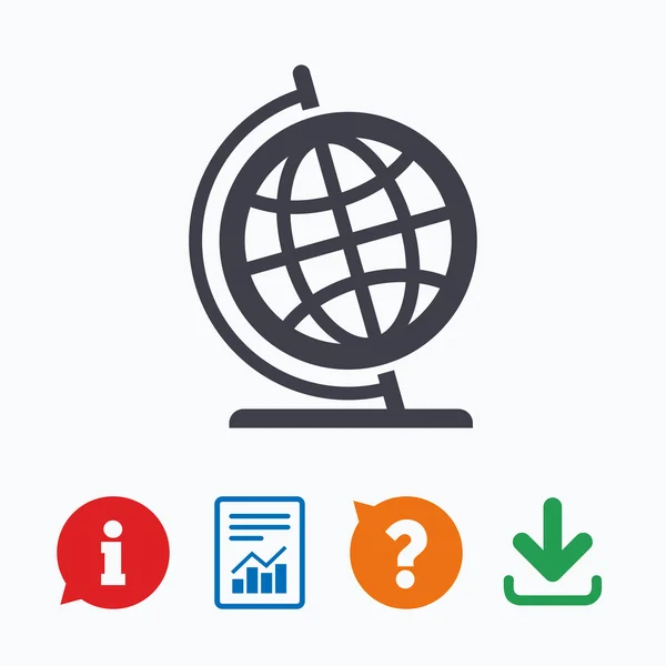 Wereldbol teken icoon. Geografie symbool. — Stockvector